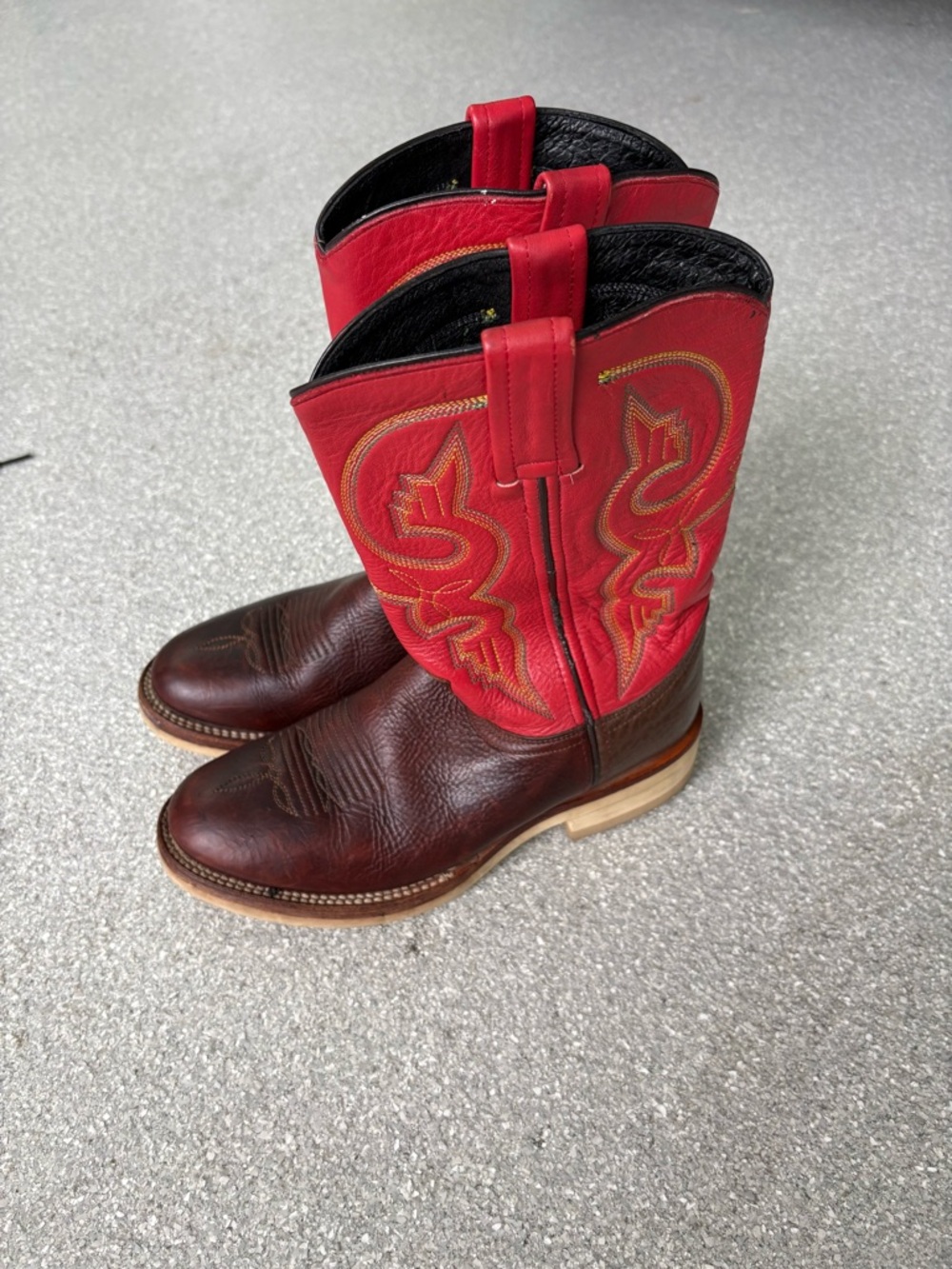 Double H Red Shaft Brown Foot Leather Western Ankle Boots